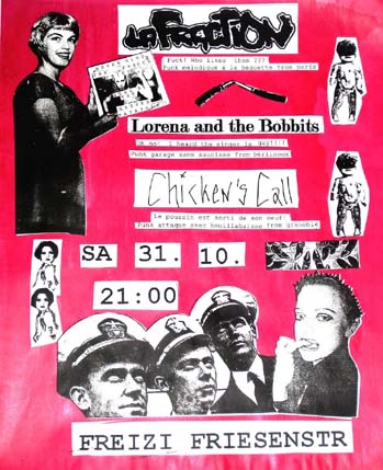 LA FRACTION, CHICKEN'S CALL; LORENA and the Bobbitts (alle F), Friese, Freizi Friesenstraße in der Friesenstraße 110, by Friesencrew, 21.00 h.