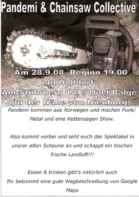 PANDEMI & CHAINSAW COLLECTIVE (Punk aus Nor), Dolldorf, Am Sthrberg 14, 31609 Balge.