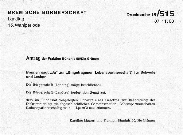 Antrag Lebenspartnerschaftsgesetz